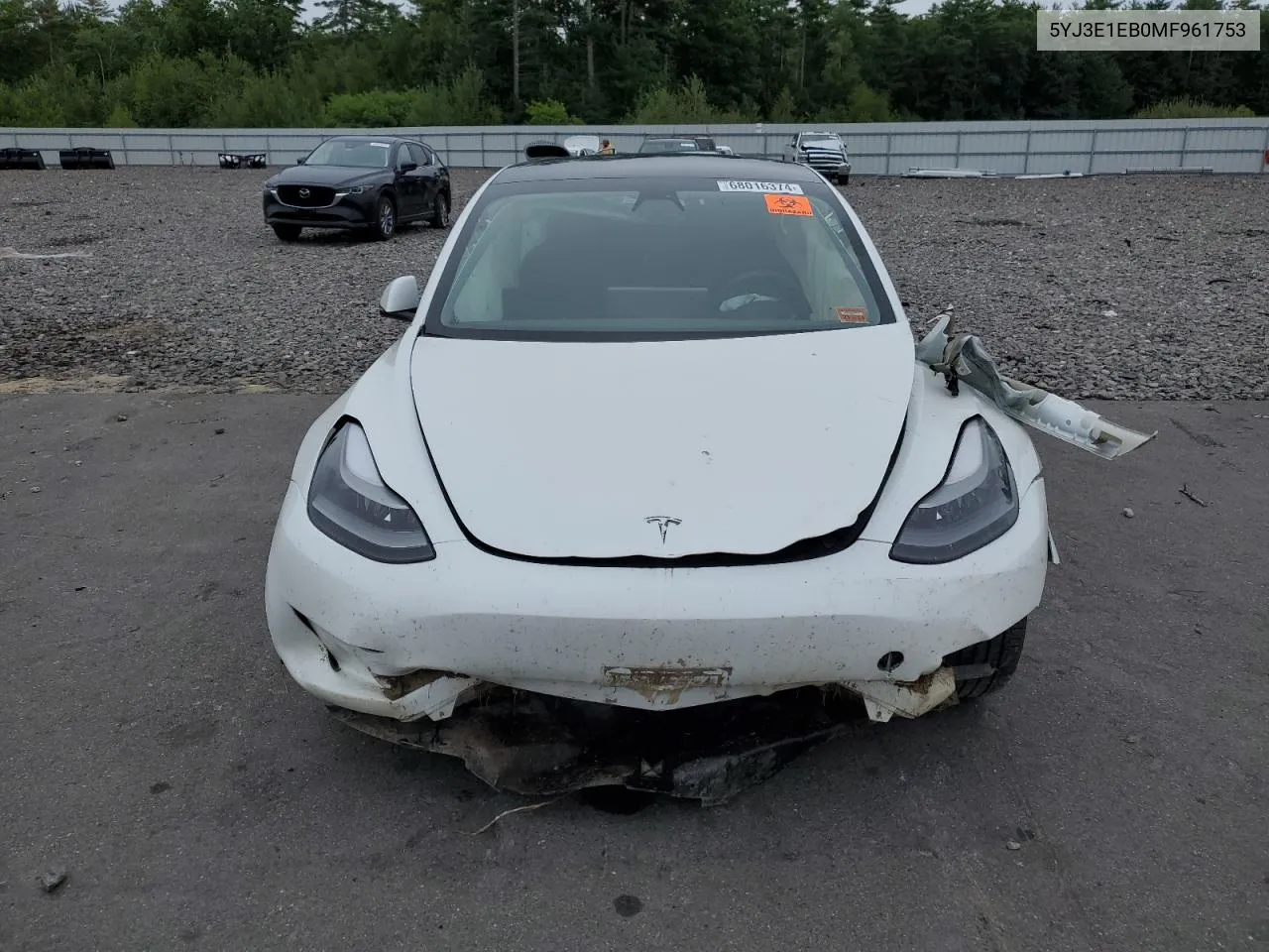 2021 Tesla Model 3 VIN: 5YJ3E1EB0MF961753 Lot: 68016374