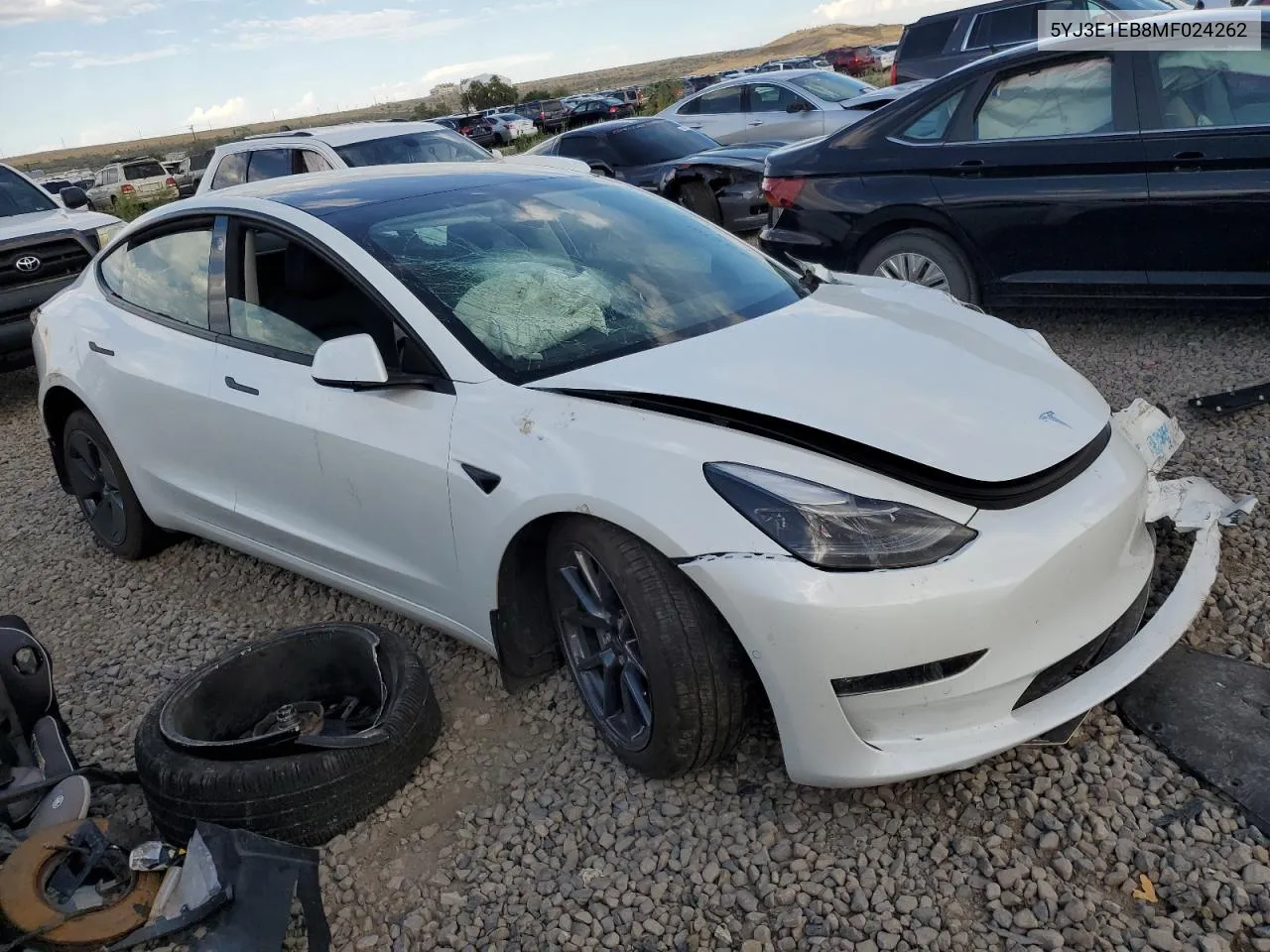 2021 Tesla Model 3 VIN: 5YJ3E1EB8MF024262 Lot: 69427334