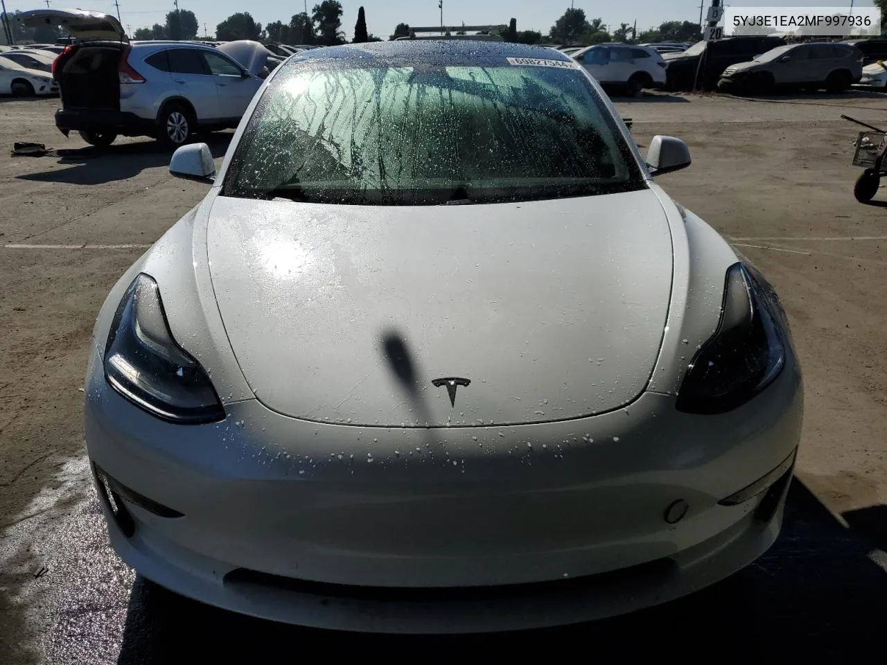 2021 Tesla Model 3 VIN: 5YJ3E1EA2MF997936 Lot: 69827544