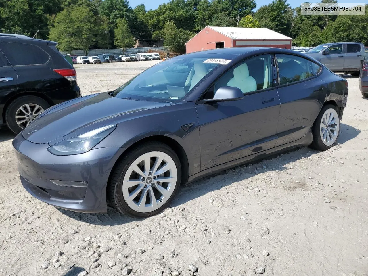 5YJ3E1EB5MF980704 2021 Tesla Model 3