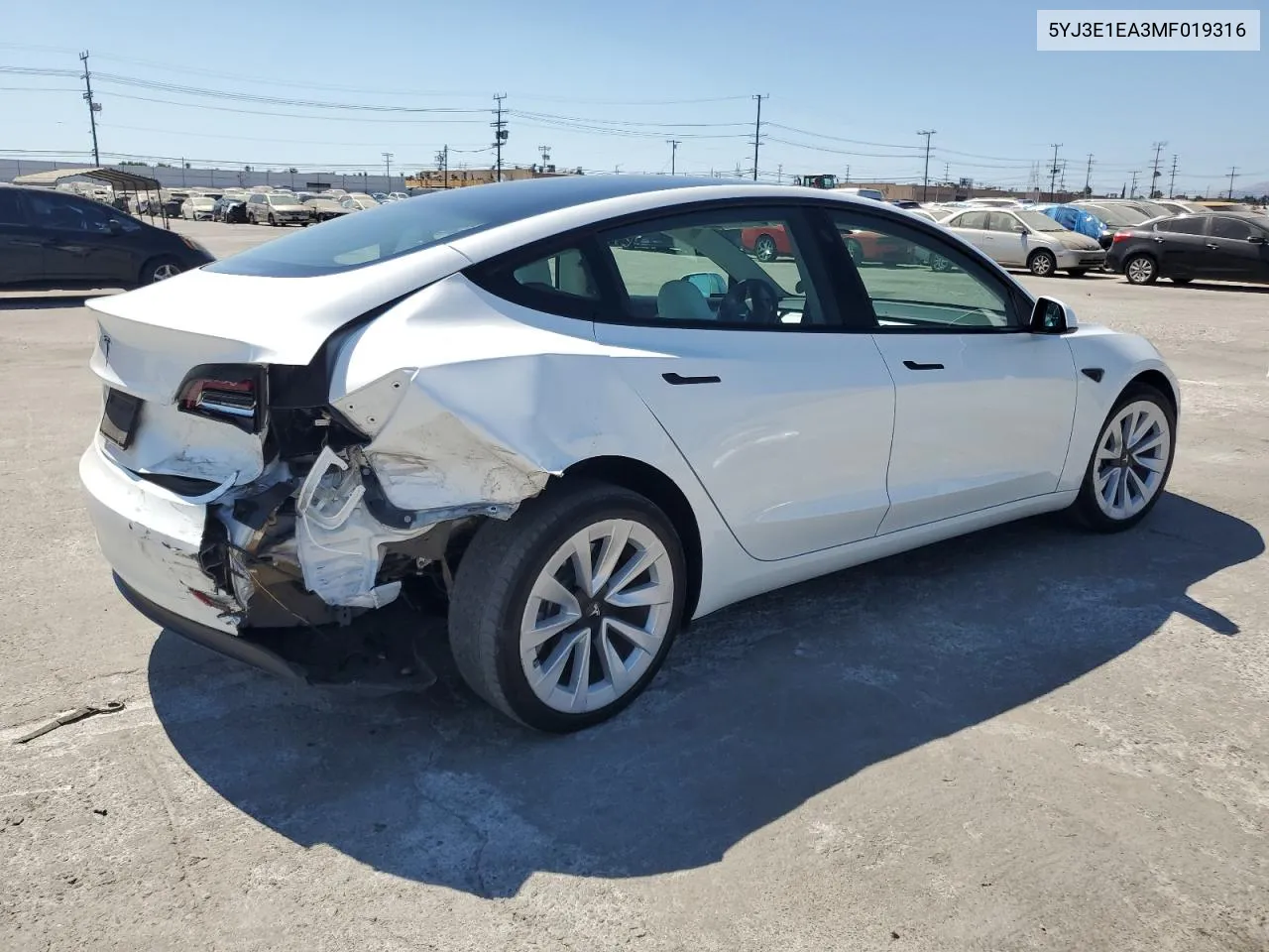 2021 Tesla Model 3 VIN: 5YJ3E1EA3MF019316 Lot: 70346674