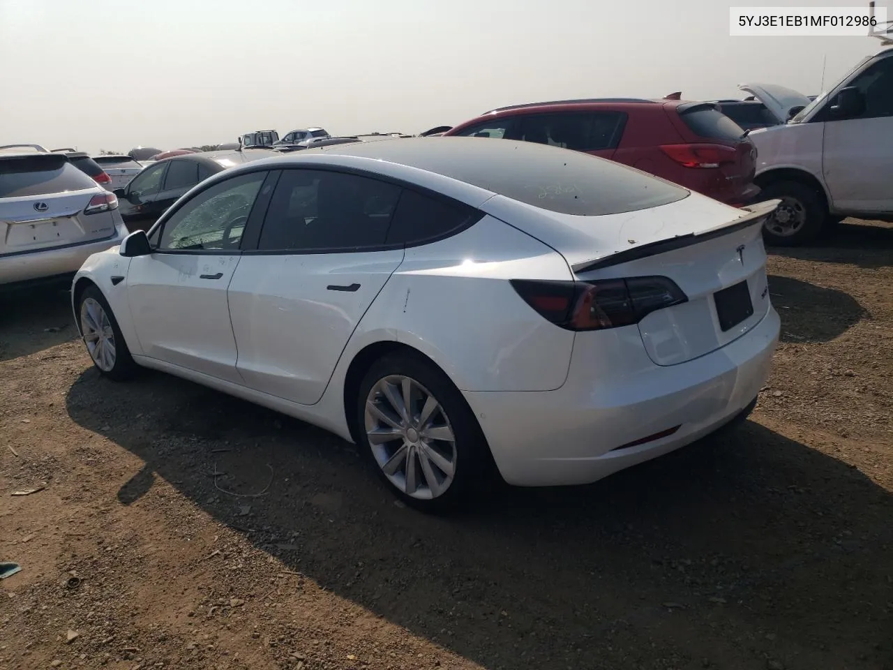 2021 Tesla Model 3 VIN: 5YJ3E1EB1MF012986 Lot: 70627554