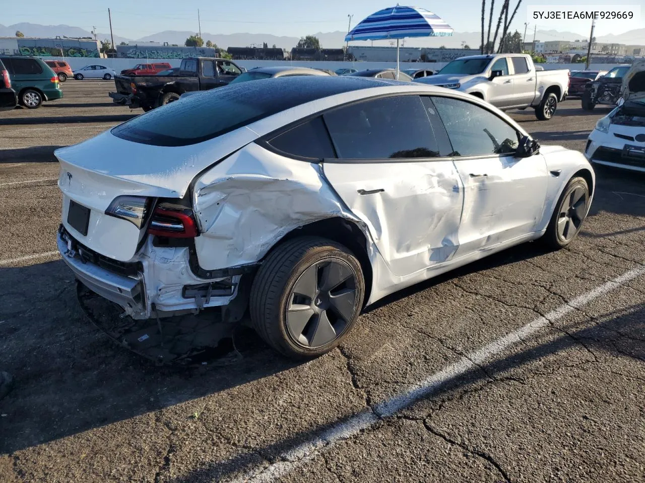 2021 Tesla Model 3 VIN: 5YJ3E1EA6MF929669 Lot: 70793564