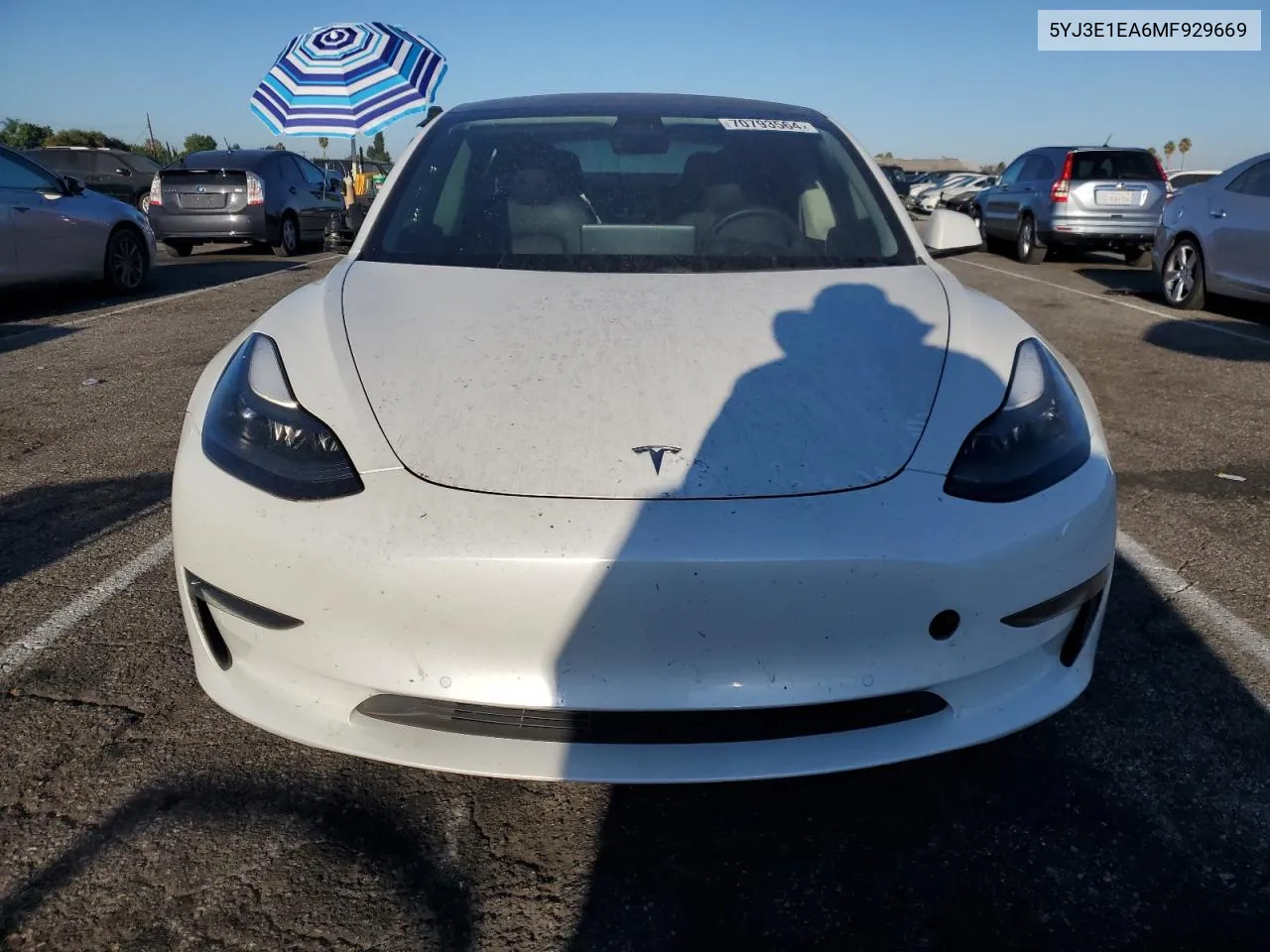 2021 Tesla Model 3 VIN: 5YJ3E1EA6MF929669 Lot: 70793564