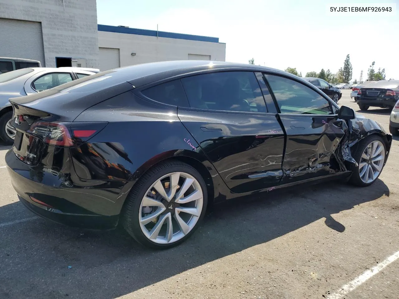 2021 Tesla Model 3 VIN: 5YJ3E1EB6MF926943 Lot: 71608344