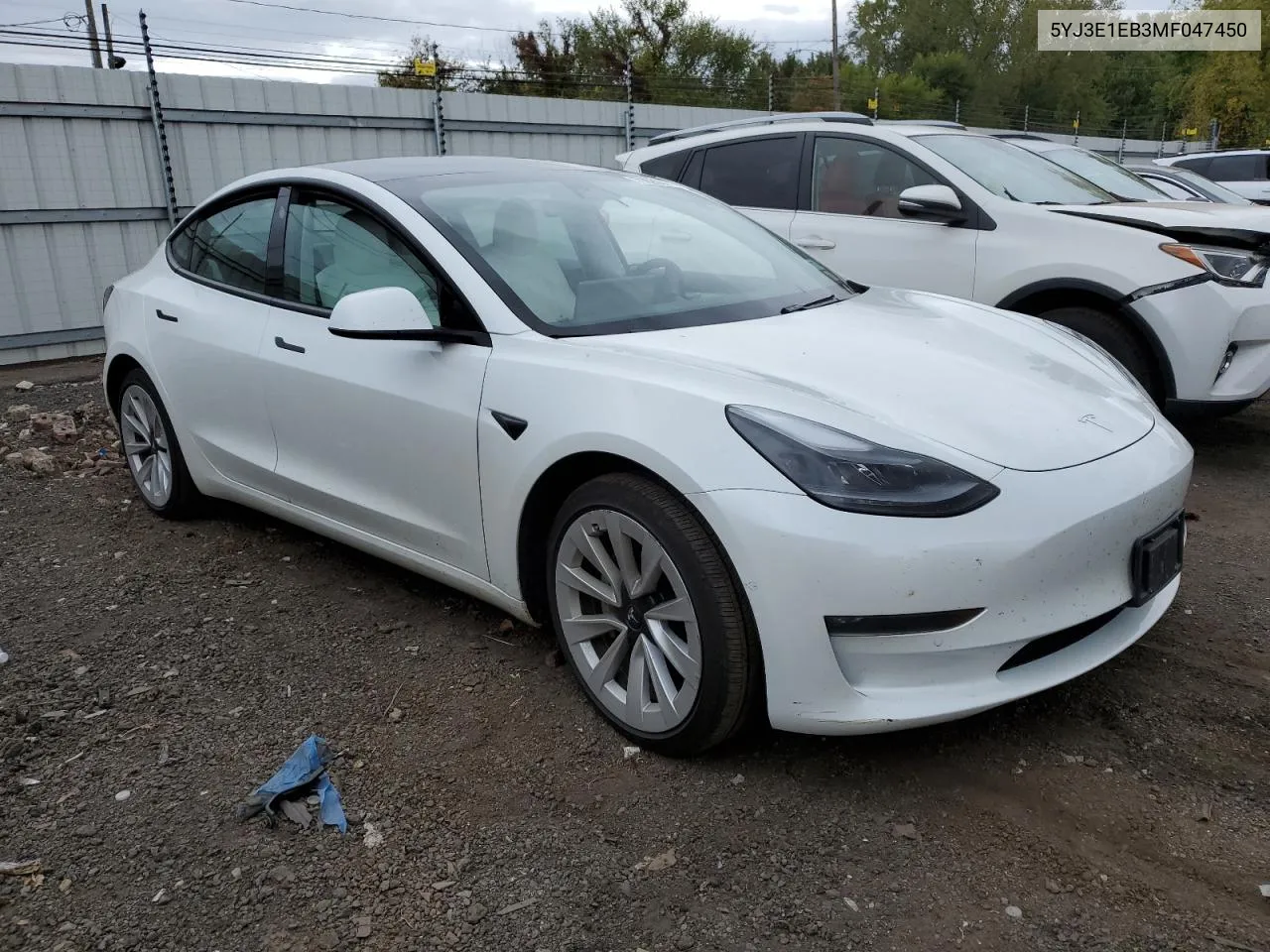 2021 Tesla Model 3 VIN: 5YJ3E1EB3MF047450 Lot: 71620574