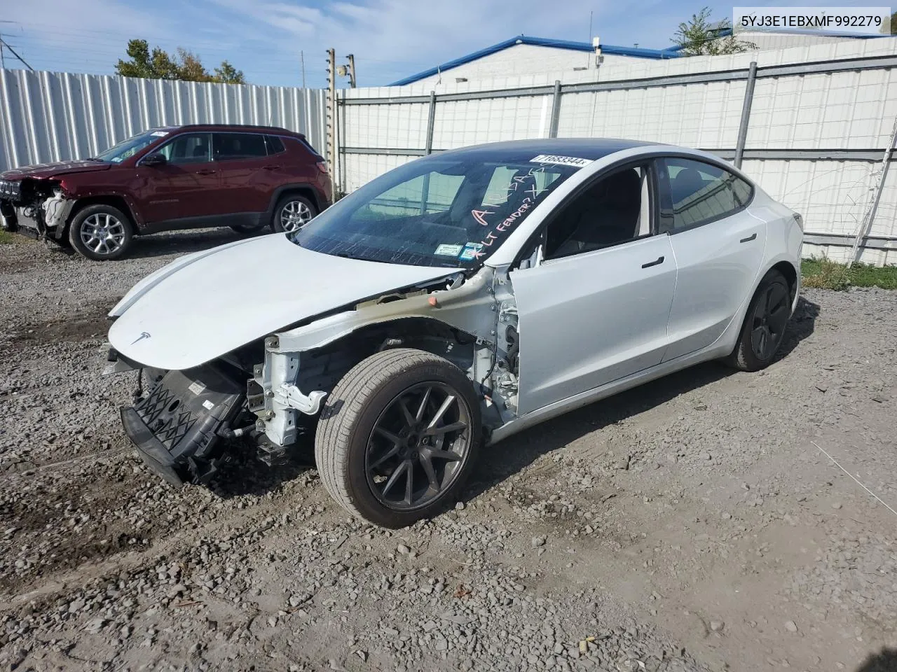 2021 Tesla Model 3 VIN: 5YJ3E1EBXMF992279 Lot: 71683344