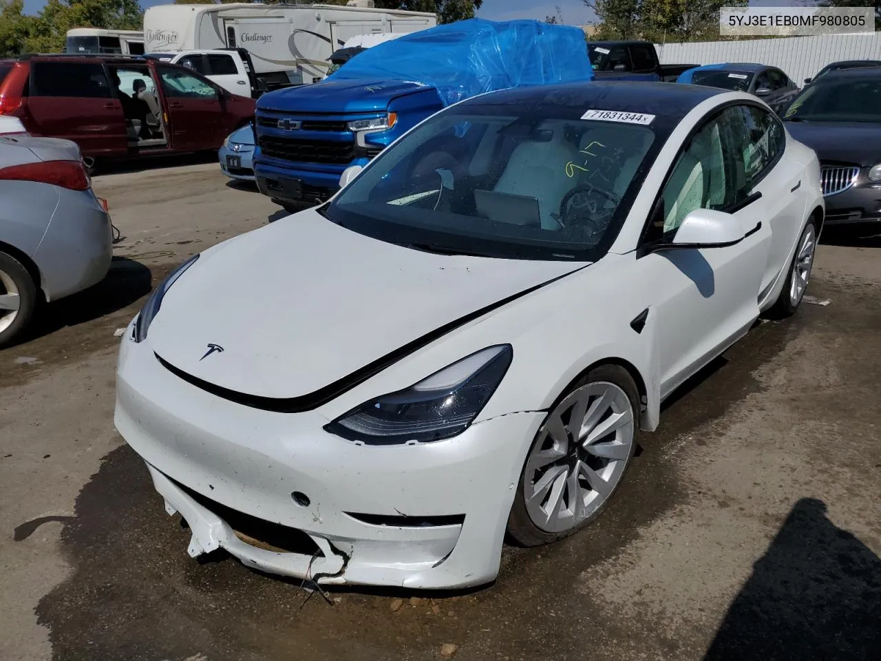 2021 Tesla Model 3 VIN: 5YJ3E1EB0MF980805 Lot: 71831344