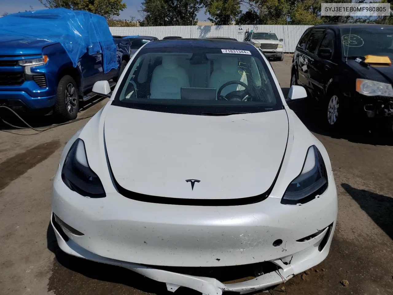 2021 Tesla Model 3 VIN: 5YJ3E1EB0MF980805 Lot: 71831344