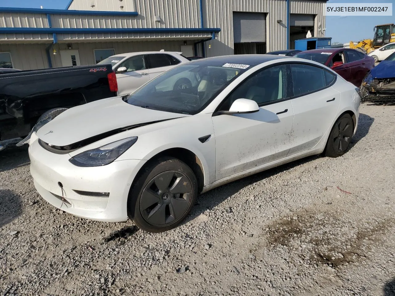 2021 Tesla Model 3 VIN: 5YJ3E1EB1MF002247 Lot: 72002264