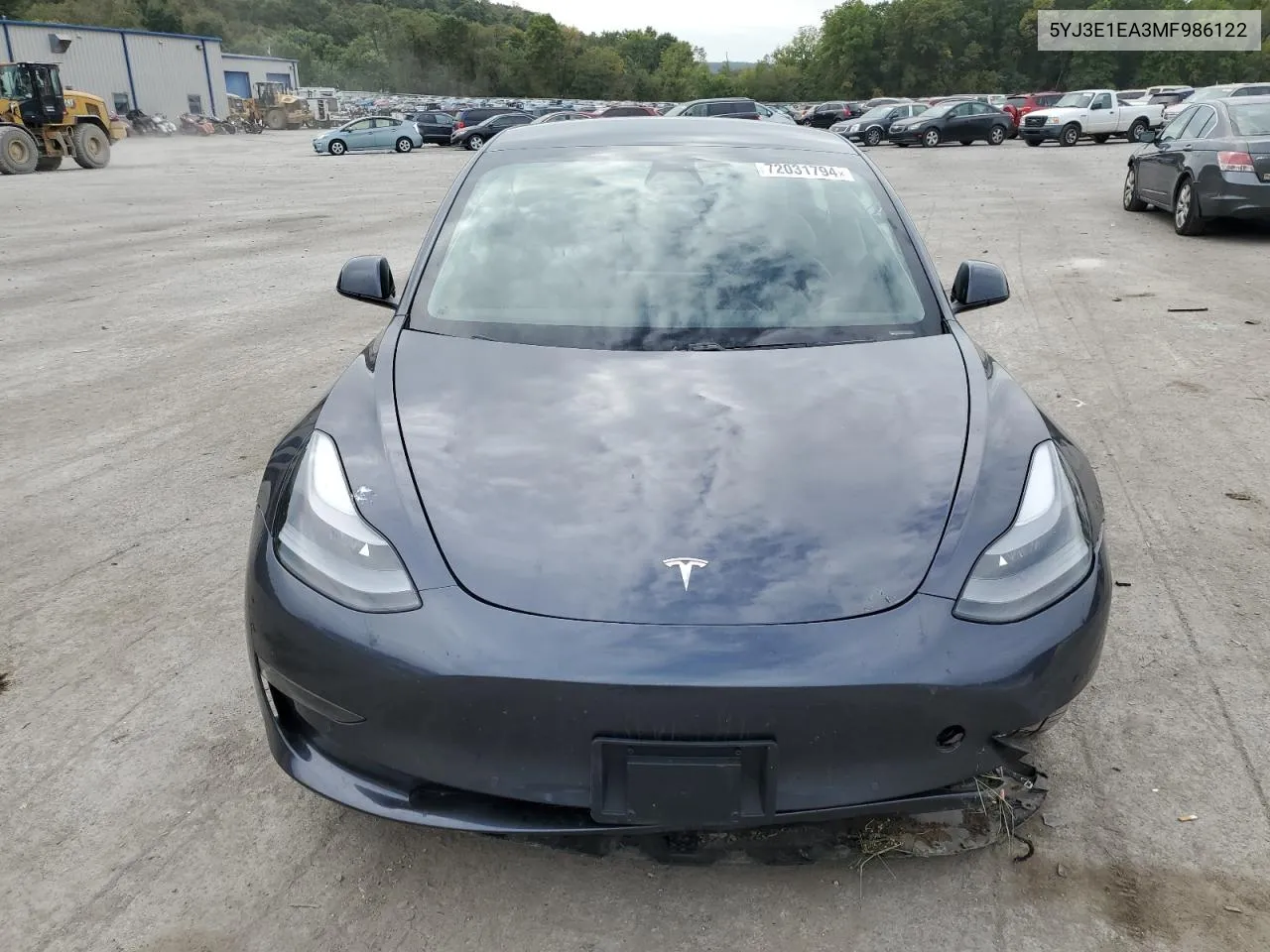 2021 Tesla Model 3 VIN: 5YJ3E1EA3MF986122 Lot: 72031794