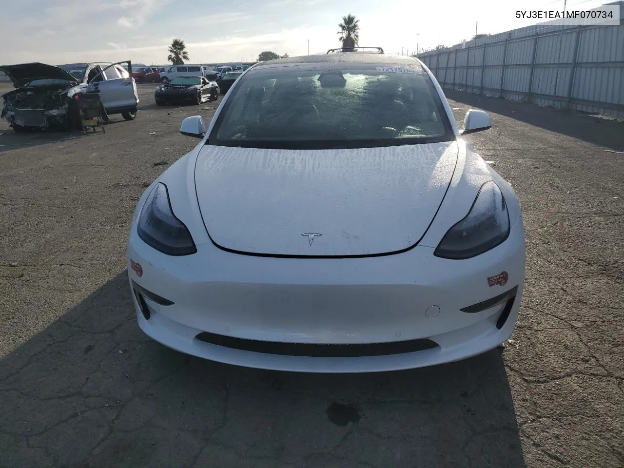 2021 Tesla Model 3 VIN: 5YJ3E1EA1MF070734 Lot: 72175704