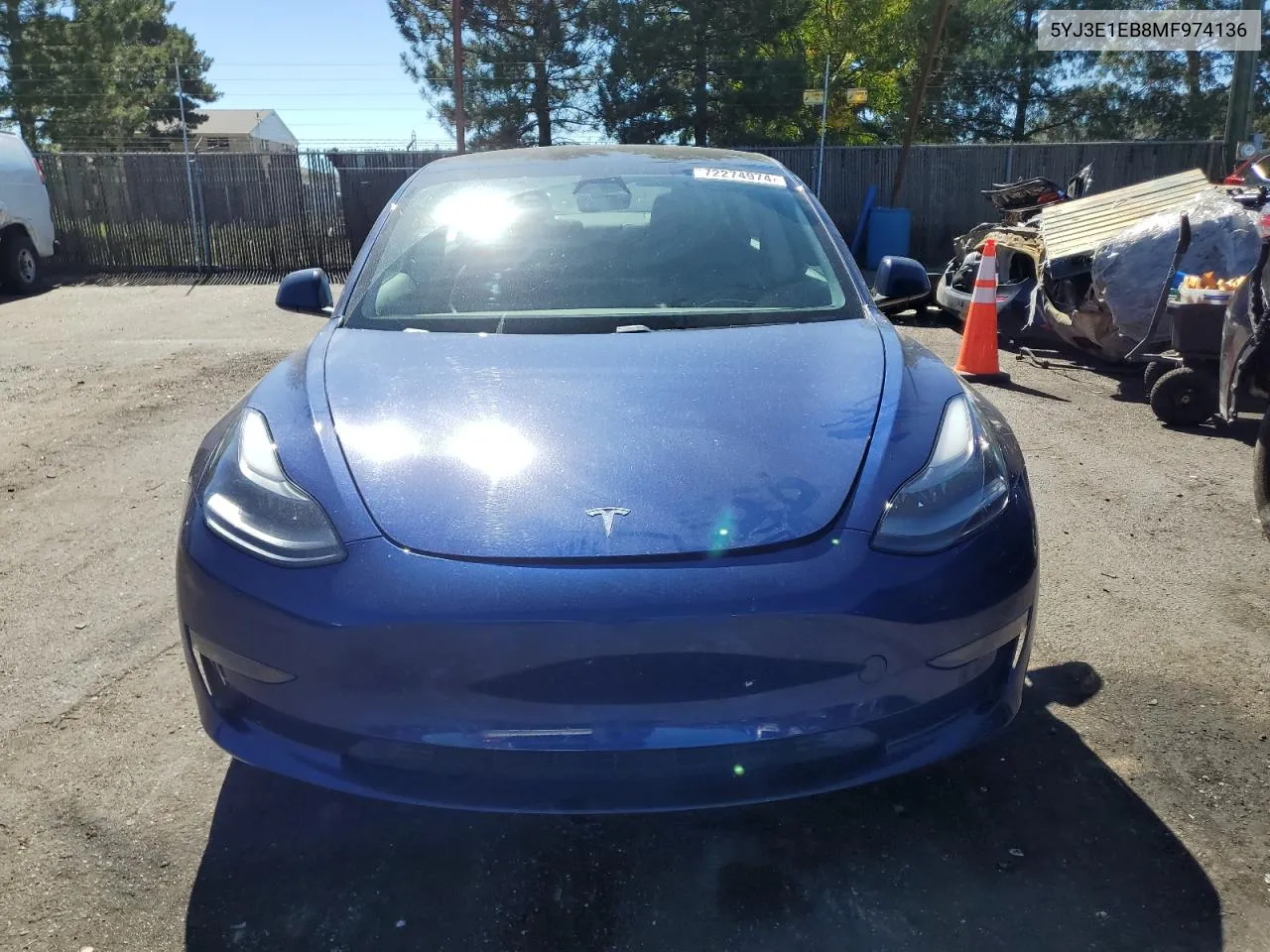 2021 Tesla Model 3 VIN: 5YJ3E1EB8MF974136 Lot: 72274974