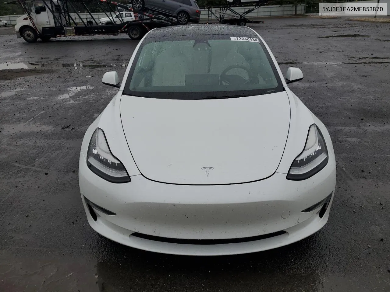 2021 Tesla Model 3 VIN: 5YJ3E1EA2MF853870 Lot: 72340434