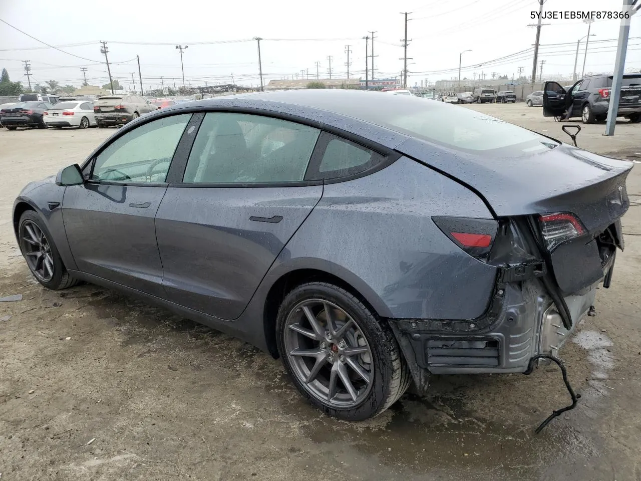 2021 Tesla Model 3 VIN: 5YJ3E1EB5MF878366 Lot: 72467254