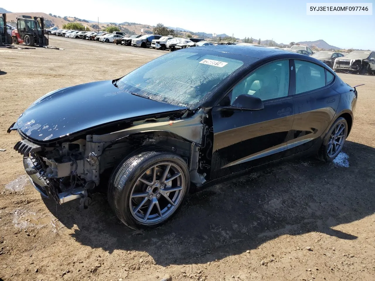 2021 Tesla Model 3 VIN: 5YJ3E1EA0MF097746 Lot: 72605914