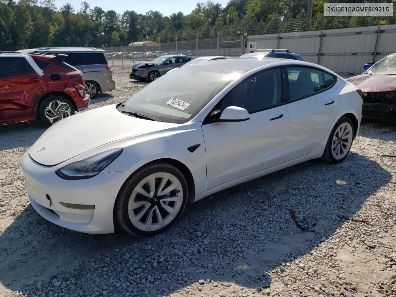 2021 Tesla Model 3 VIN: 5YJ3E1EA5MF849215 Lot: 72695434