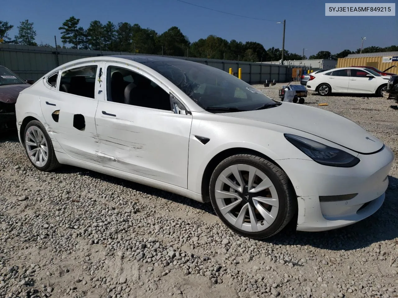 2021 Tesla Model 3 VIN: 5YJ3E1EA5MF849215 Lot: 72695434