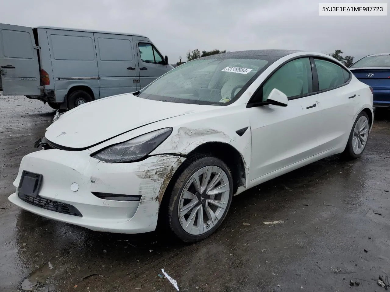 2021 Tesla Model 3 VIN: 5YJ3E1EA1MF987723 Lot: 72749904