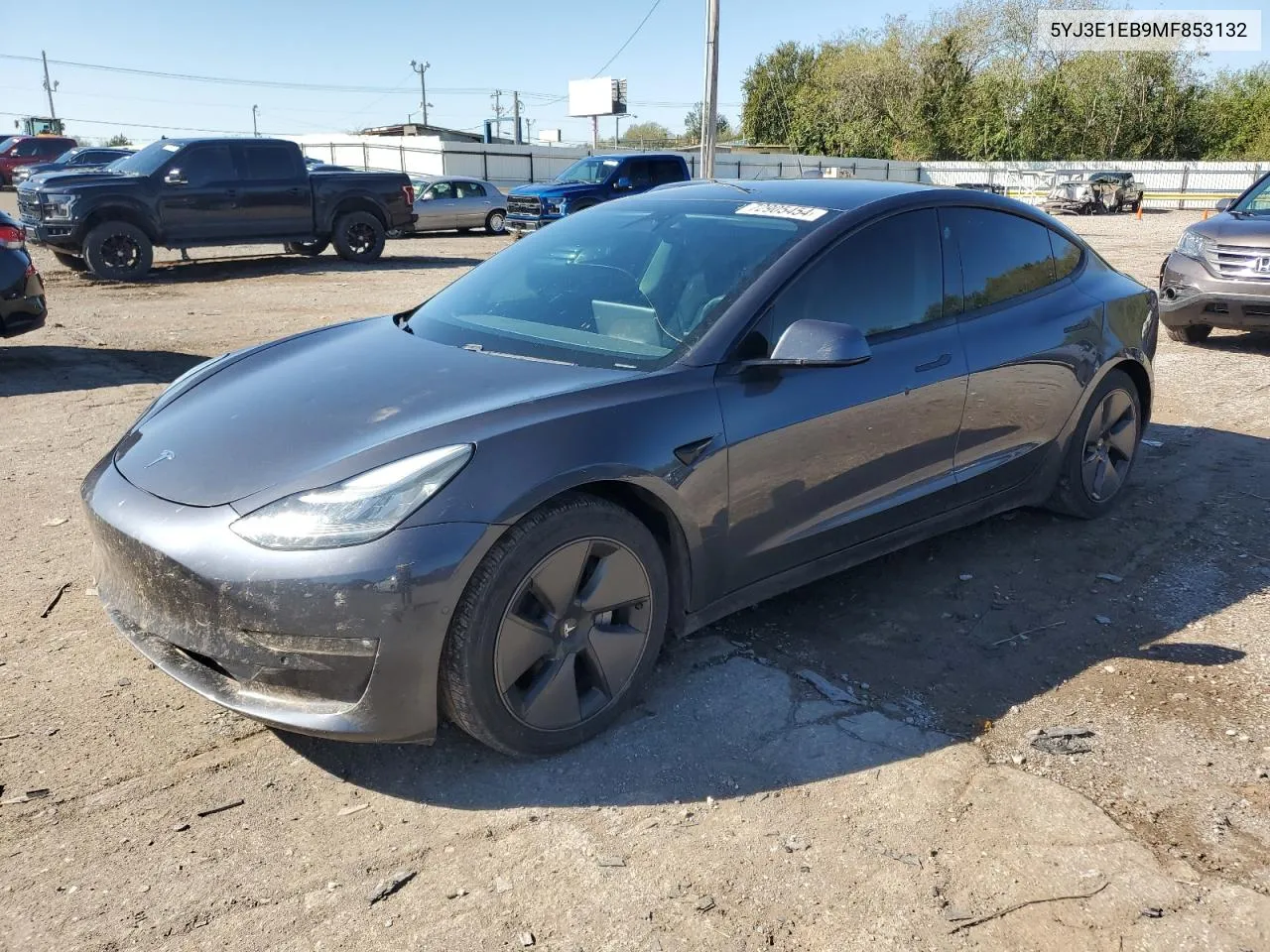 2021 Tesla Model 3 VIN: 5YJ3E1EB9MF853132 Lot: 72905454