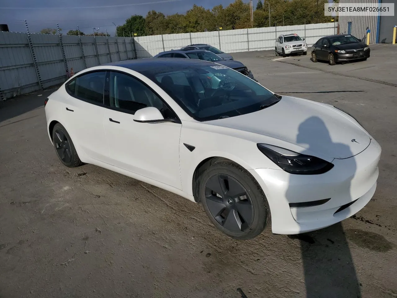 2021 Tesla Model 3 VIN: 5YJ3E1EA8MF026651 Lot: 73141834