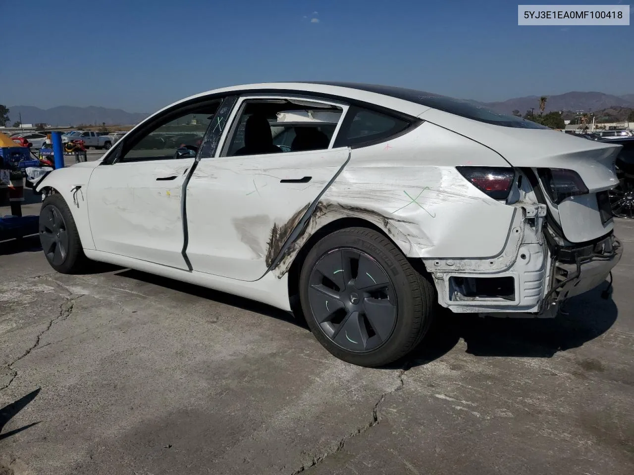 2021 Tesla Model 3 VIN: 5YJ3E1EA0MF100418 Lot: 73537084