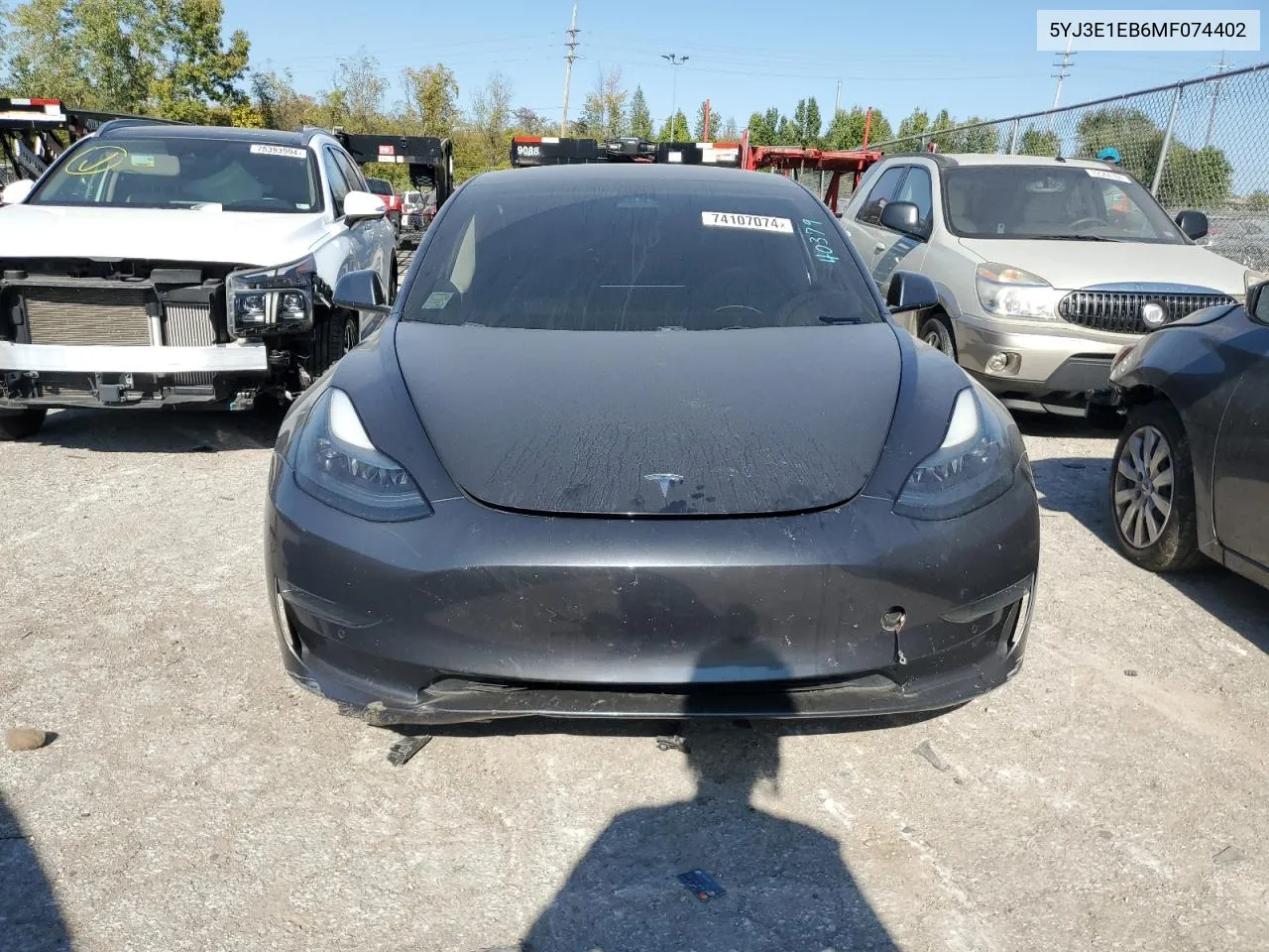 2021 Tesla Model 3 VIN: 5YJ3E1EB6MF074402 Lot: 74107074