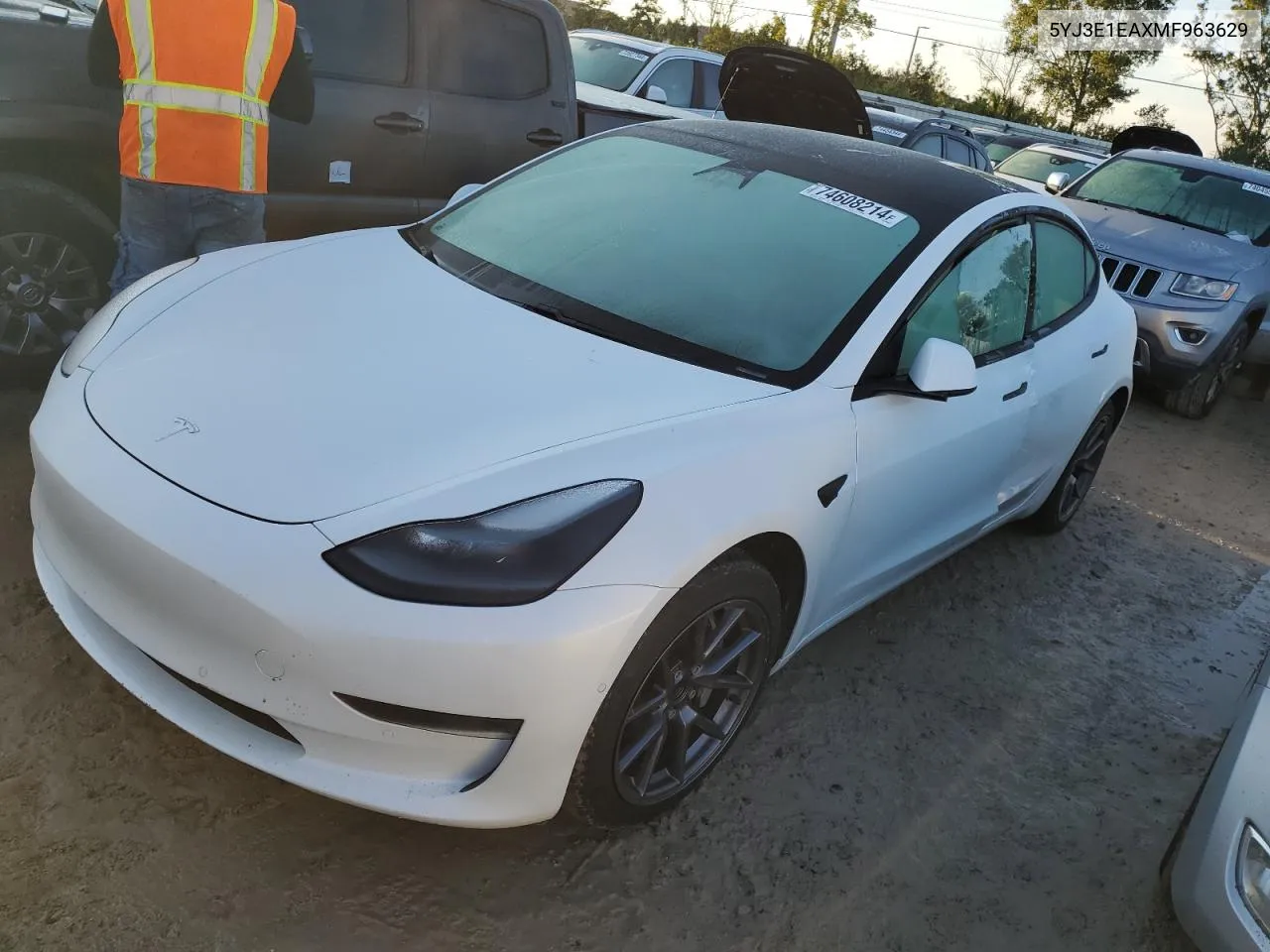 2021 Tesla Model 3 VIN: 5YJ3E1EAXMF963629 Lot: 74608214