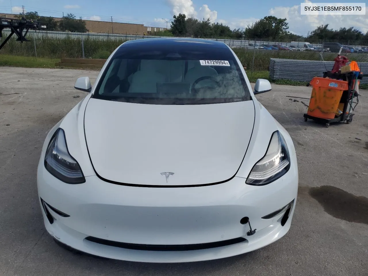 2021 Tesla Model 3 VIN: 5YJ3E1EB5MF855170 Lot: 74729994