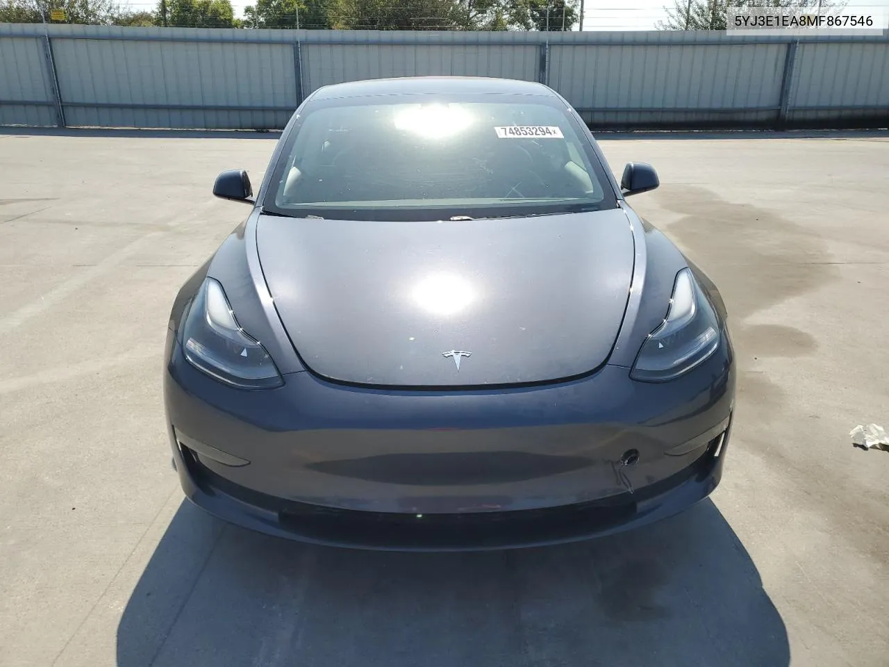 2021 Tesla Model 3 VIN: 5YJ3E1EA8MF867546 Lot: 74853294