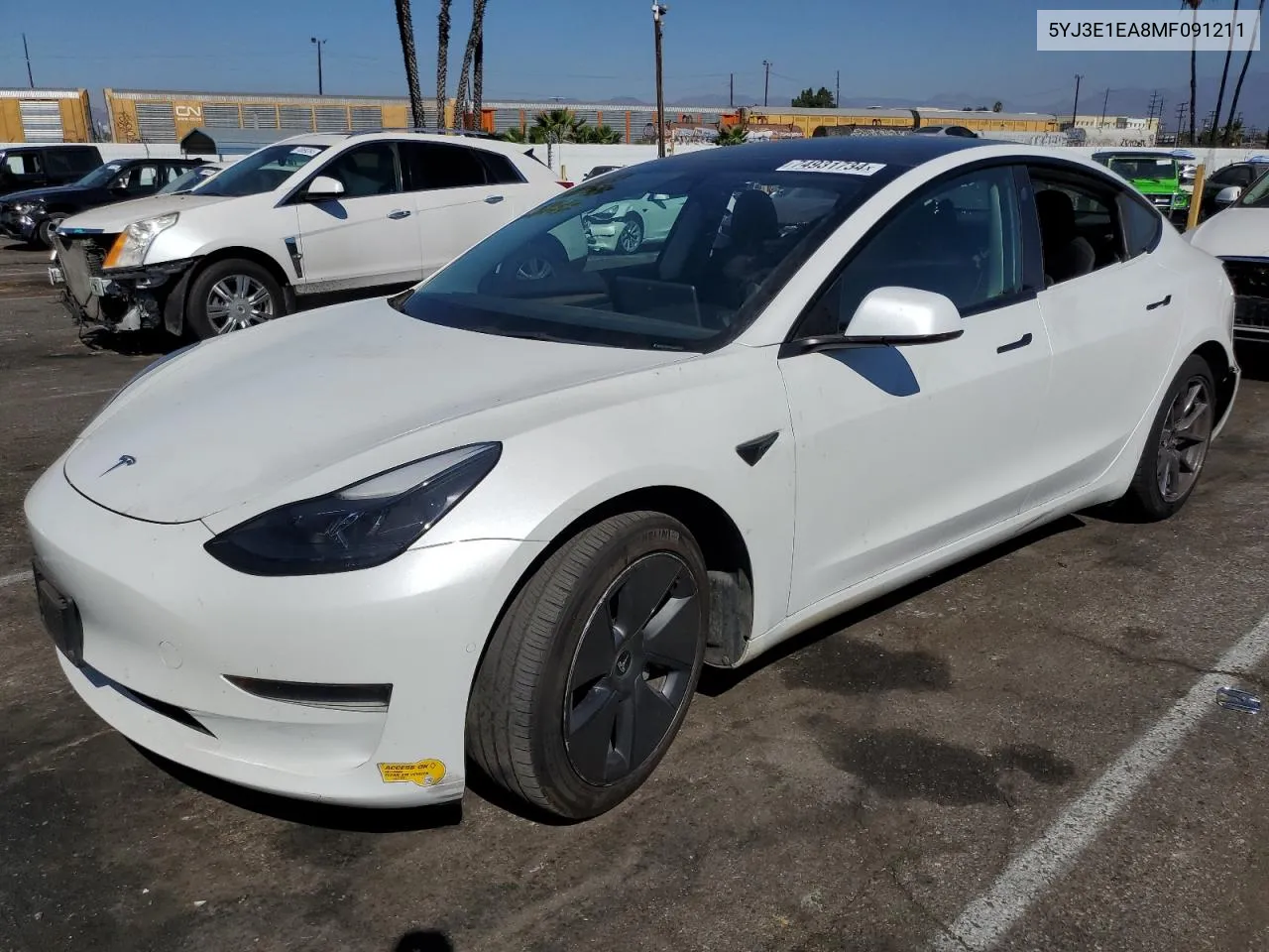 2021 Tesla Model 3 VIN: 5YJ3E1EA8MF091211 Lot: 74931734