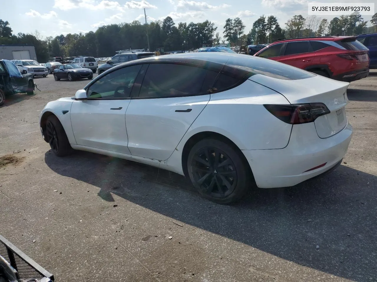 2021 Tesla Model 3 VIN: 5YJ3E1EB9MF923793 Lot: 74940164