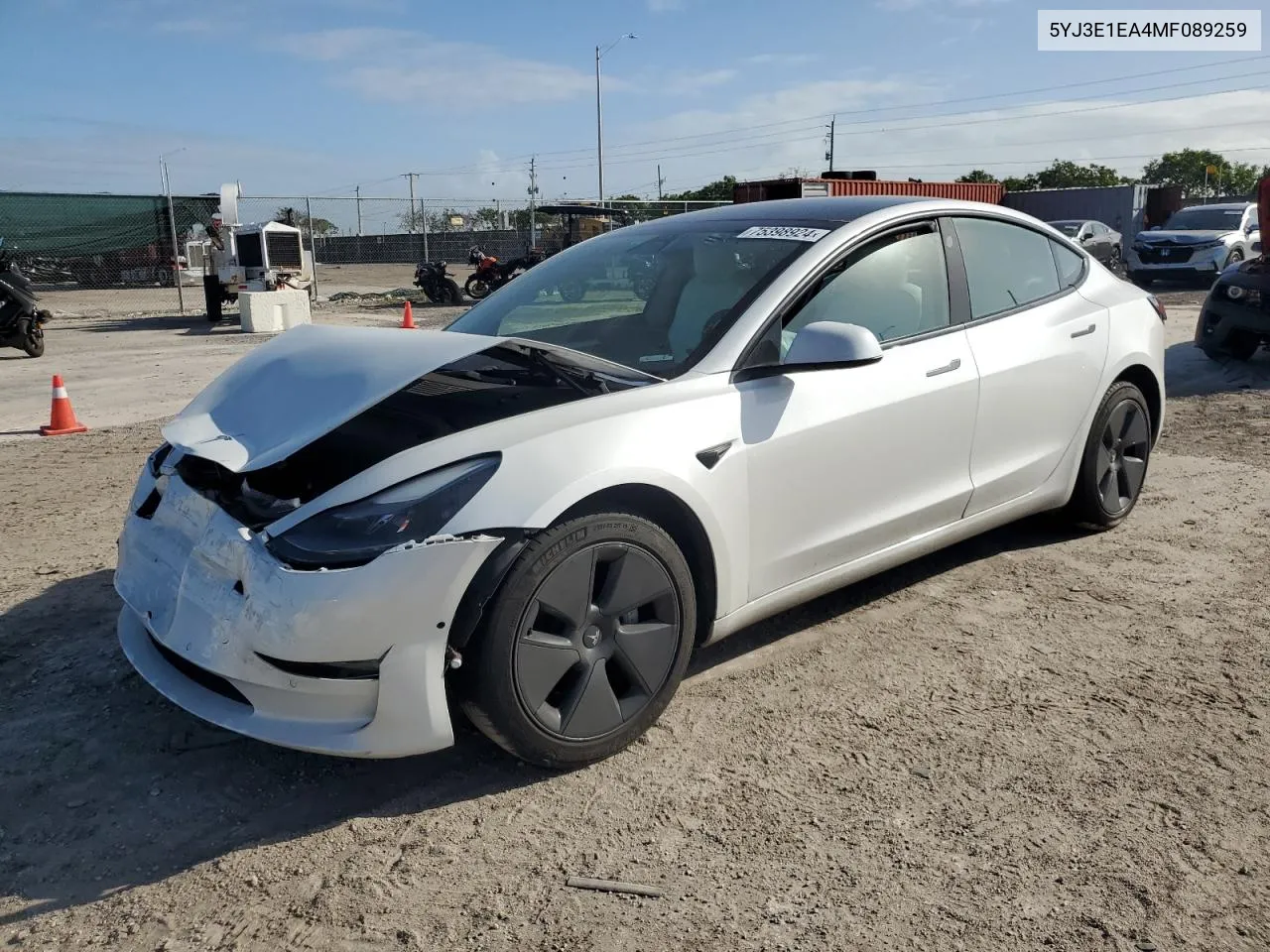 2021 Tesla Model 3 VIN: 5YJ3E1EA4MF089259 Lot: 75398924