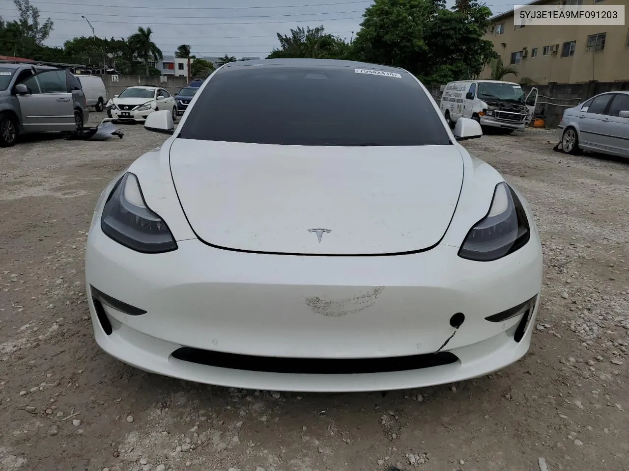 2021 Tesla Model 3 VIN: 5YJ3E1EA9MF091203 Lot: 75442414