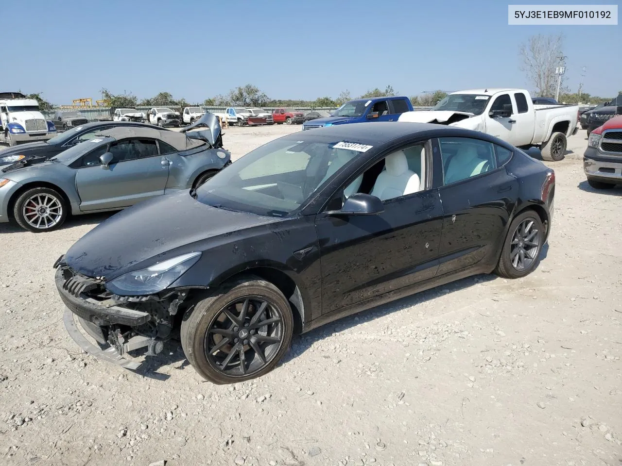 2021 Tesla Model 3 VIN: 5YJ3E1EB9MF010192 Lot: 75531774