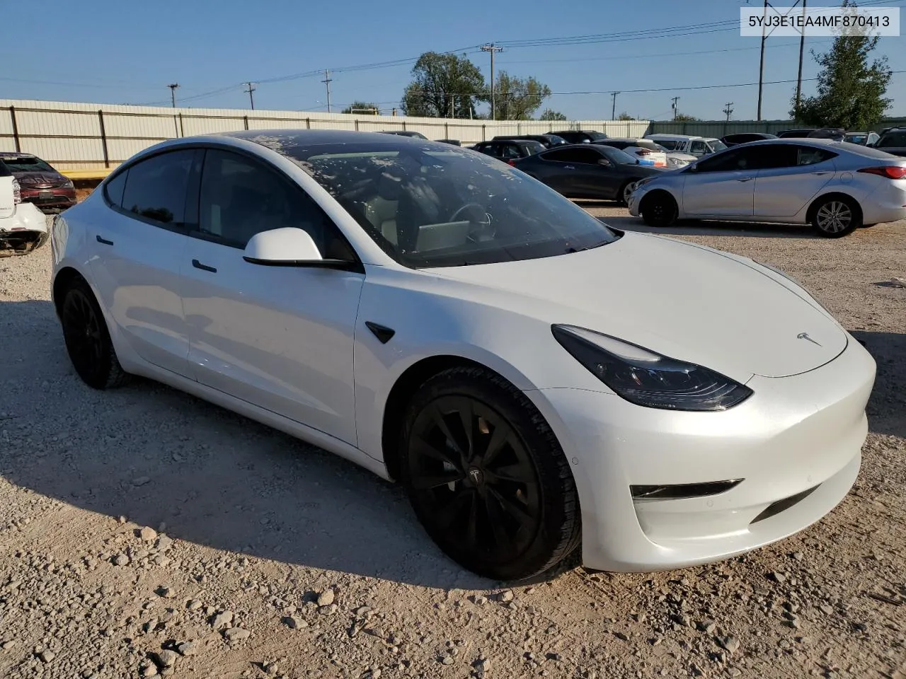 2021 Tesla Model 3 VIN: 5YJ3E1EA4MF870413 Lot: 75551564