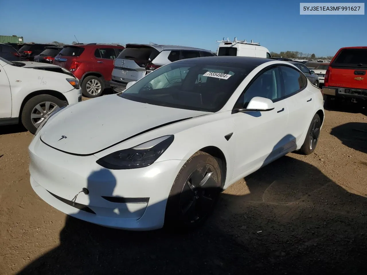 2021 Tesla Model 3 VIN: 5YJ3E1EA3MF991627 Lot: 75554904