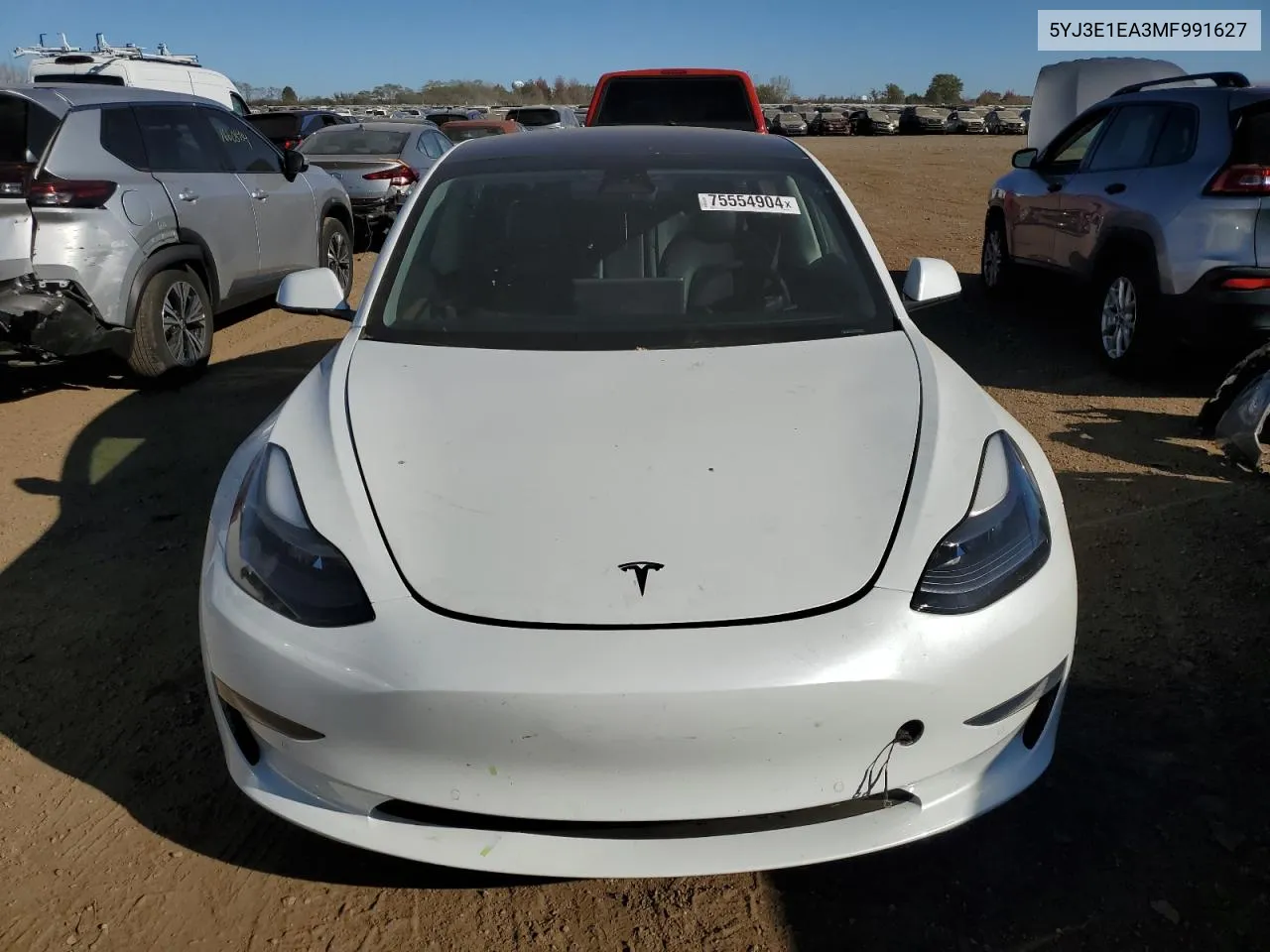 2021 Tesla Model 3 VIN: 5YJ3E1EA3MF991627 Lot: 75554904