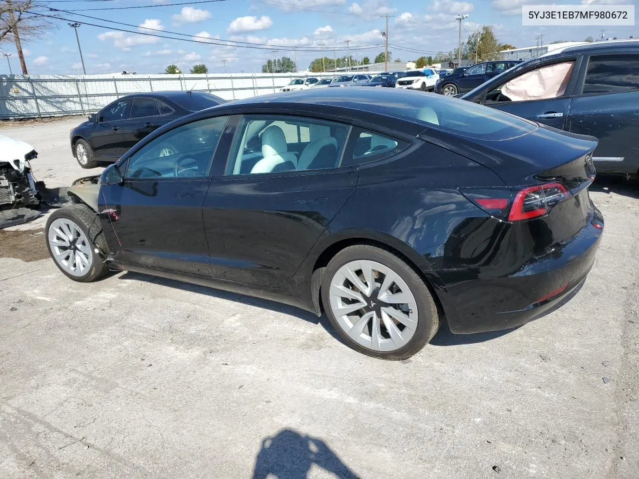 2021 Tesla Model 3 VIN: 5YJ3E1EB7MF980672 Lot: 75831884