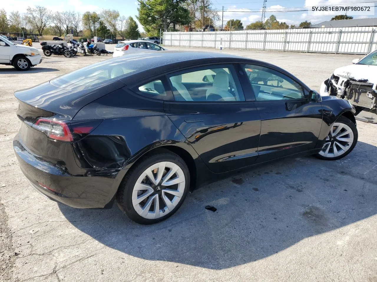 2021 Tesla Model 3 VIN: 5YJ3E1EB7MF980672 Lot: 75831884