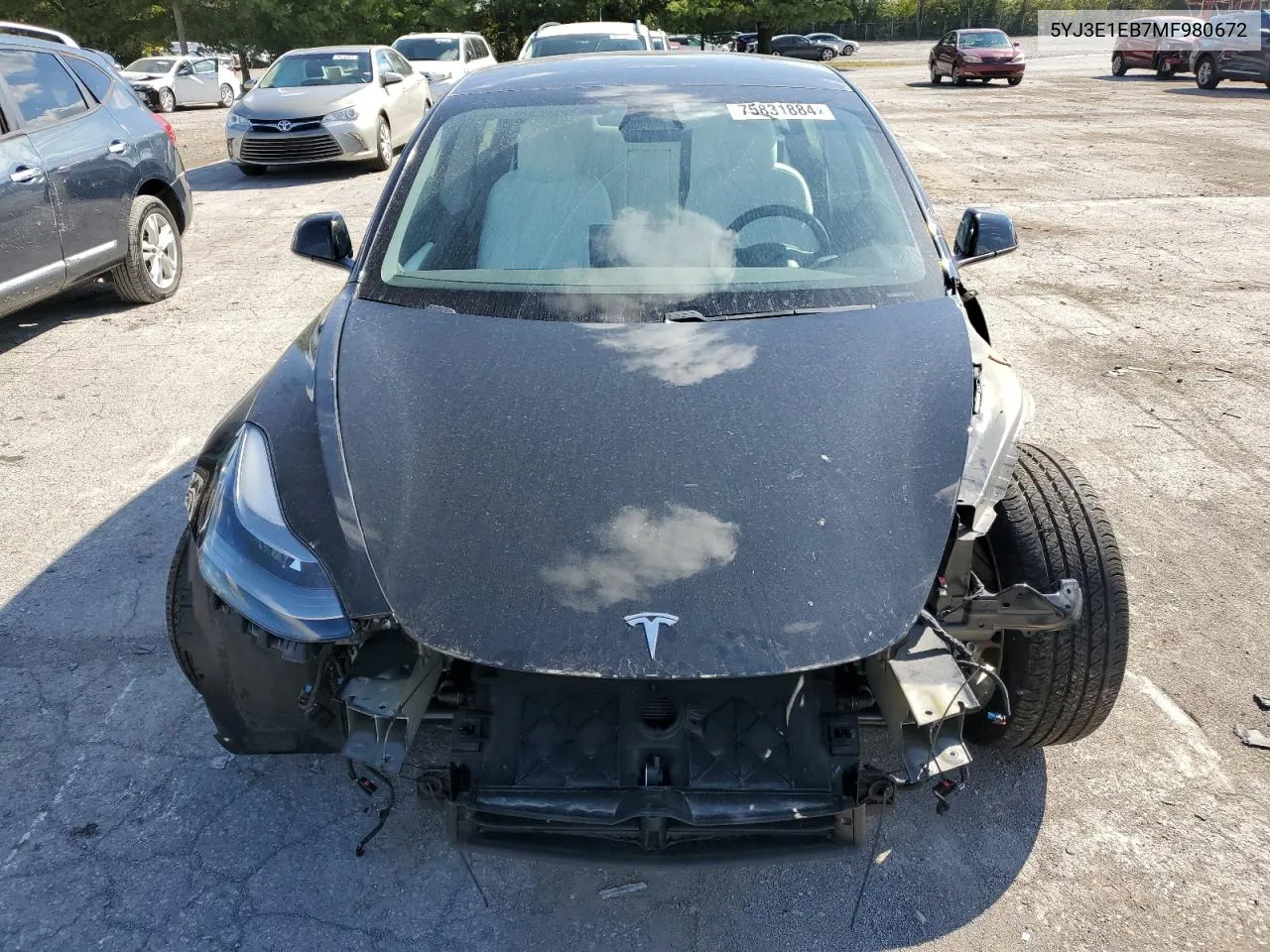 2021 Tesla Model 3 VIN: 5YJ3E1EB7MF980672 Lot: 75831884