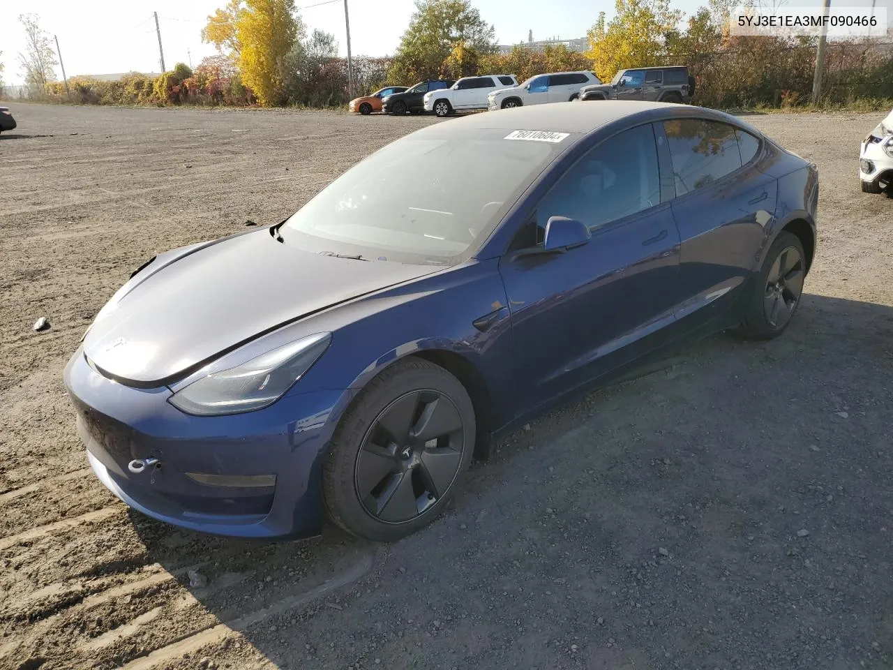 2021 Tesla Model 3 VIN: 5YJ3E1EA3MF090466 Lot: 76010604