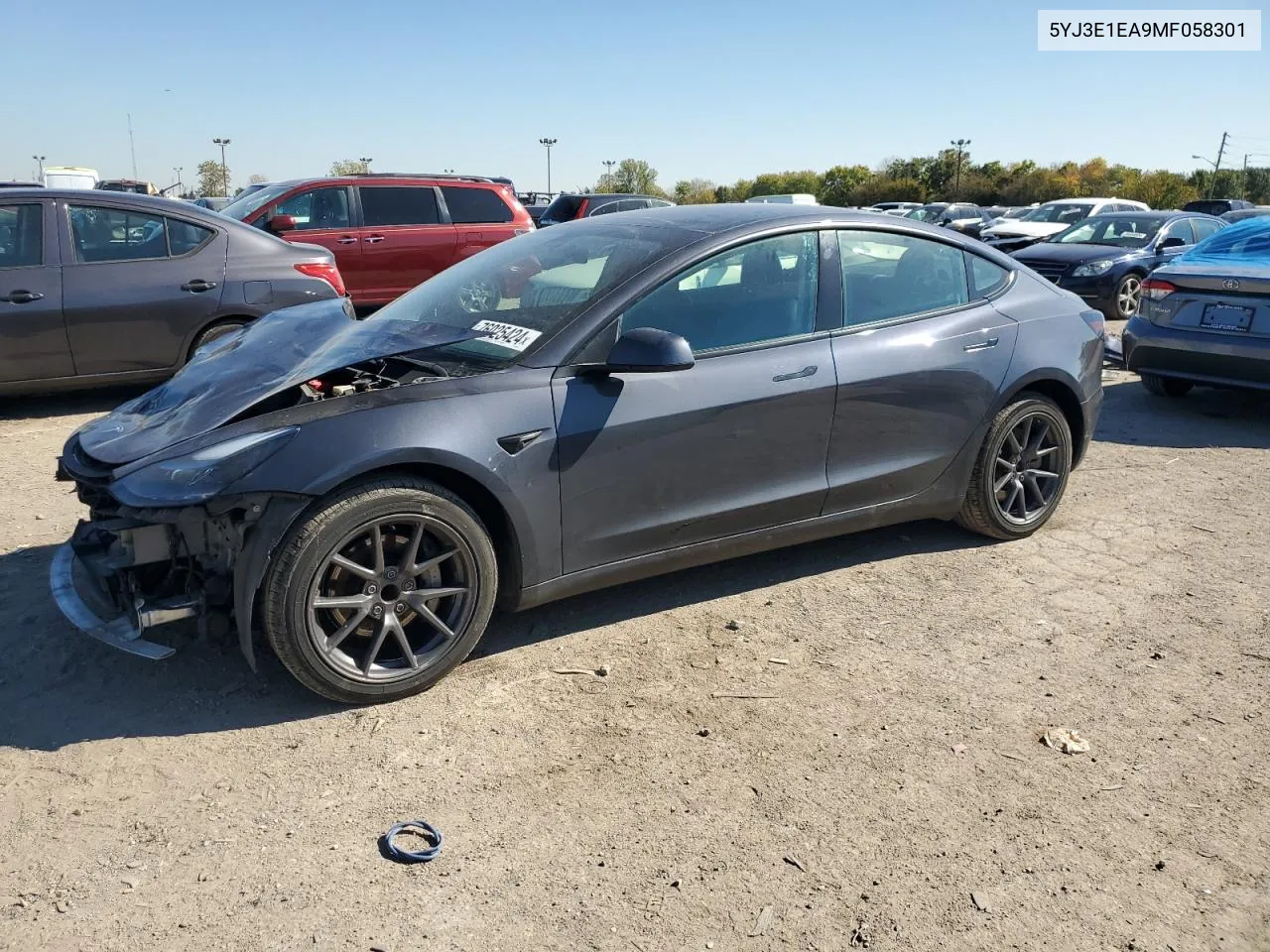 2021 Tesla Model 3 VIN: 5YJ3E1EA9MF058301 Lot: 76025424