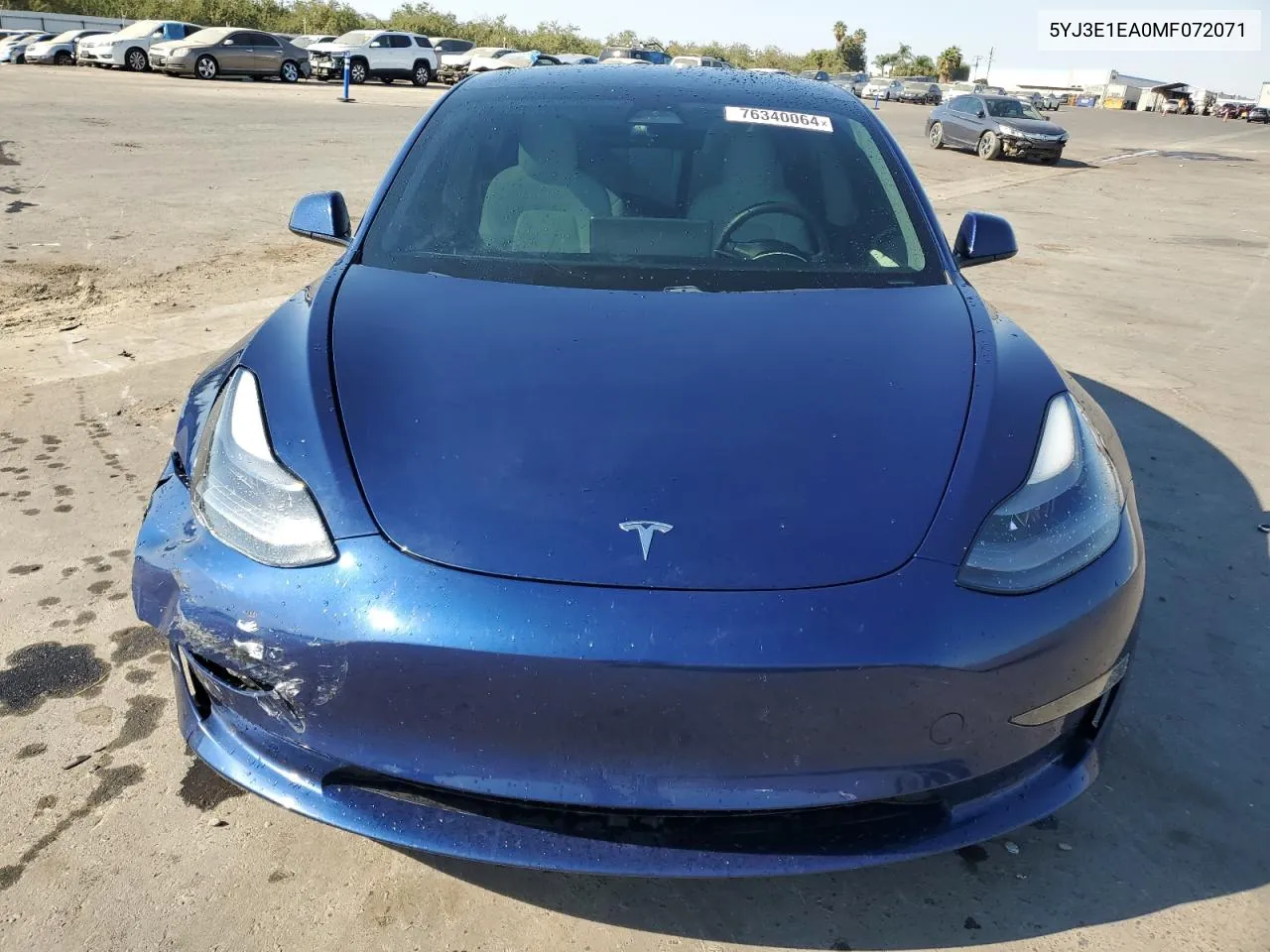 2021 Tesla Model 3 VIN: 5YJ3E1EA0MF072071 Lot: 76340064