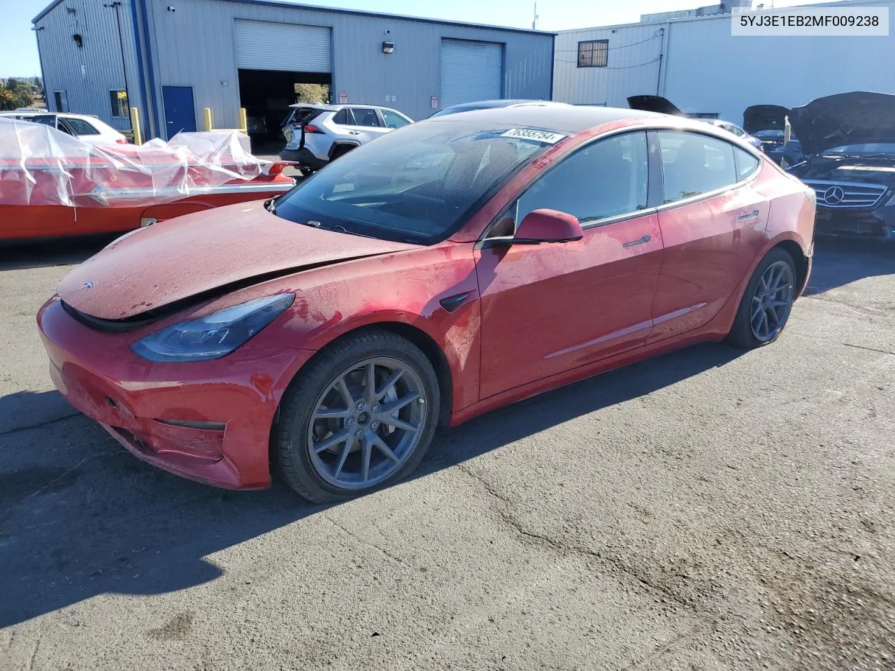 2021 Tesla Model 3 VIN: 5YJ3E1EB2MF009238 Lot: 76355754