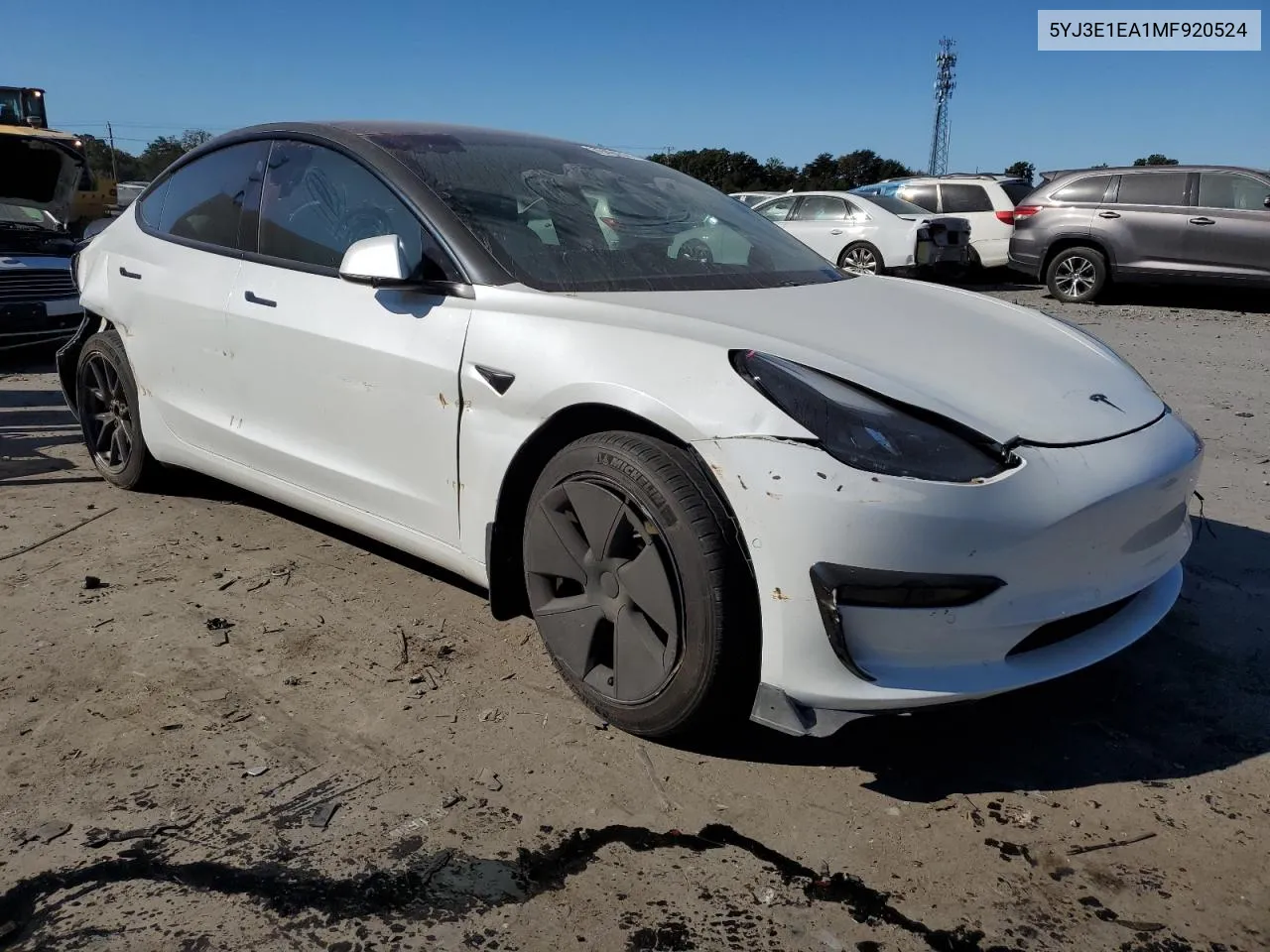 2021 Tesla Model 3 VIN: 5YJ3E1EA1MF920524 Lot: 76401514