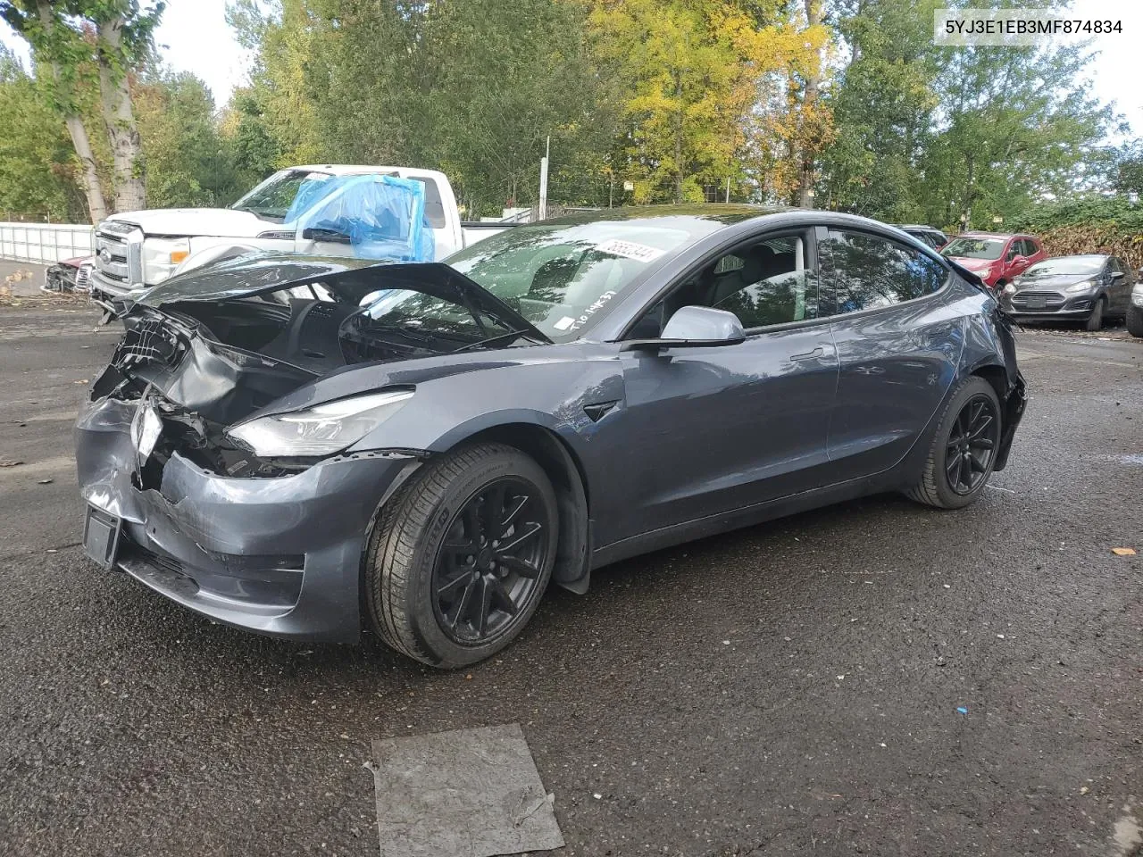 2021 Tesla Model 3 VIN: 5YJ3E1EB3MF874834 Lot: 76552344