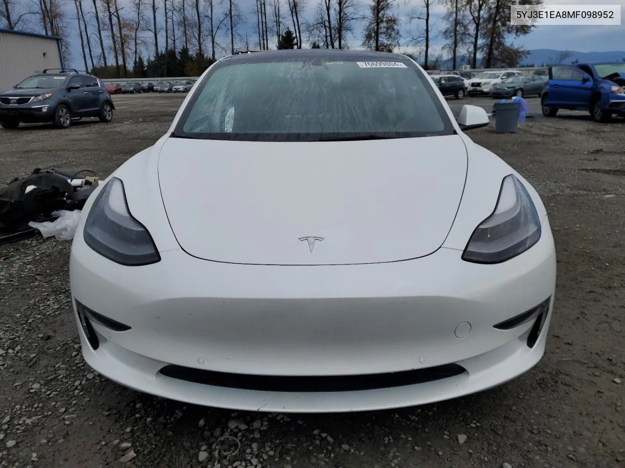 2021 Tesla Model 3 VIN: 5YJ3E1EA8MF098952 Lot: 76699804