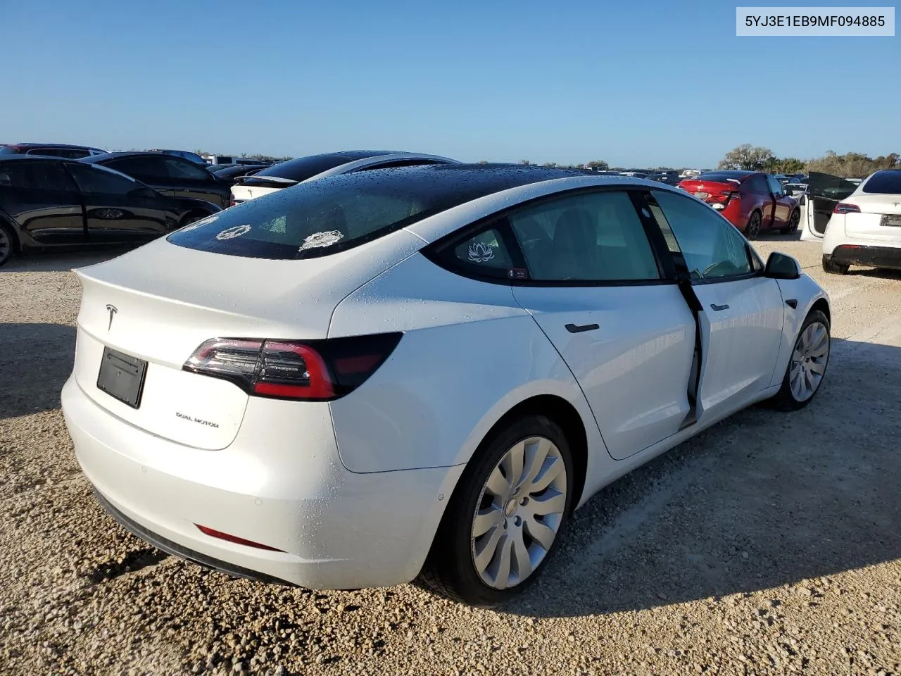 2021 Tesla Model 3 VIN: 5YJ3E1EB9MF094885 Lot: 76740634