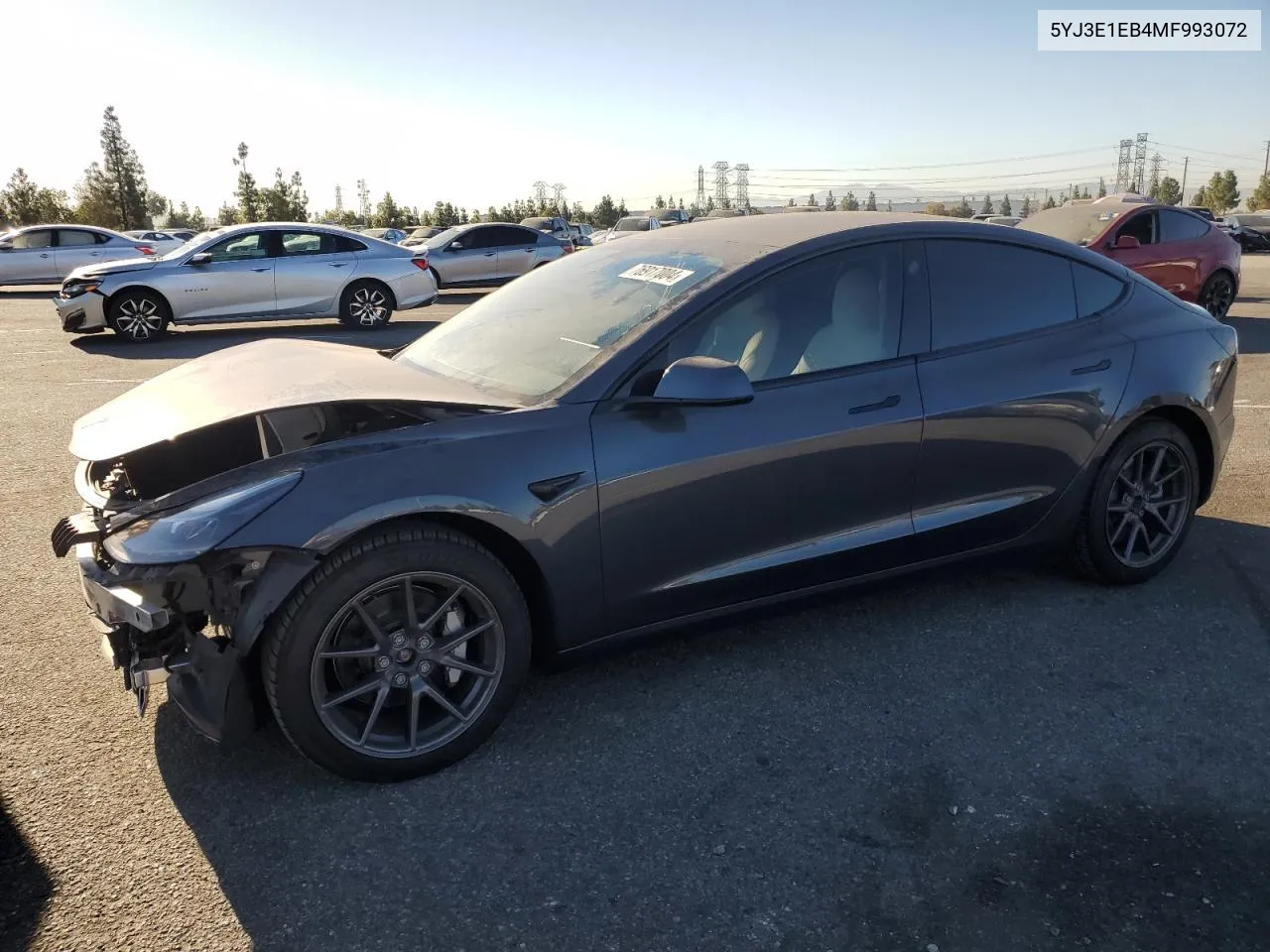 2021 Tesla Model 3 VIN: 5YJ3E1EB4MF993072 Lot: 76917004